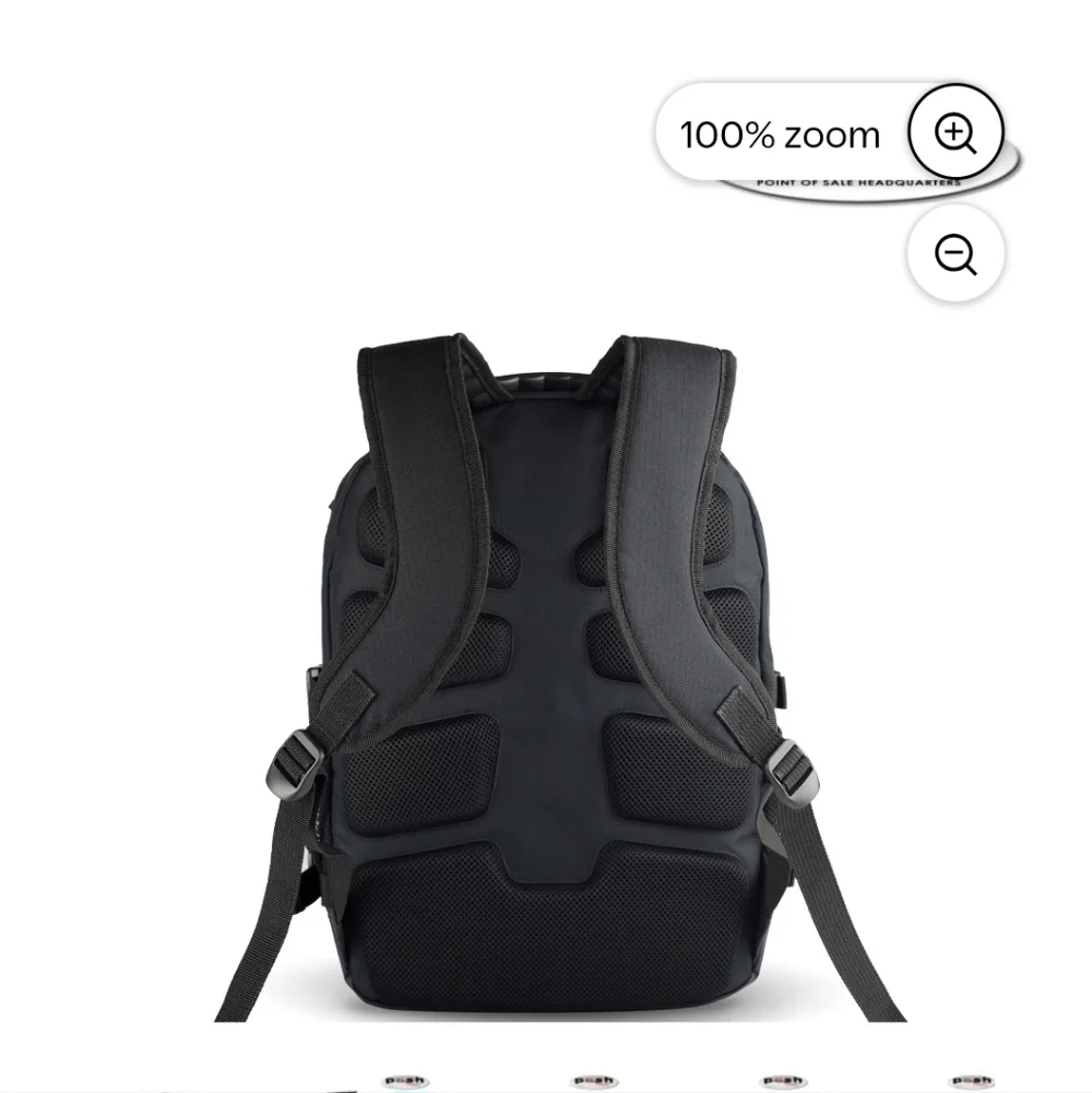Black Tech Laptop Backpack 16” Work School Travel Minimalist Utility Bag